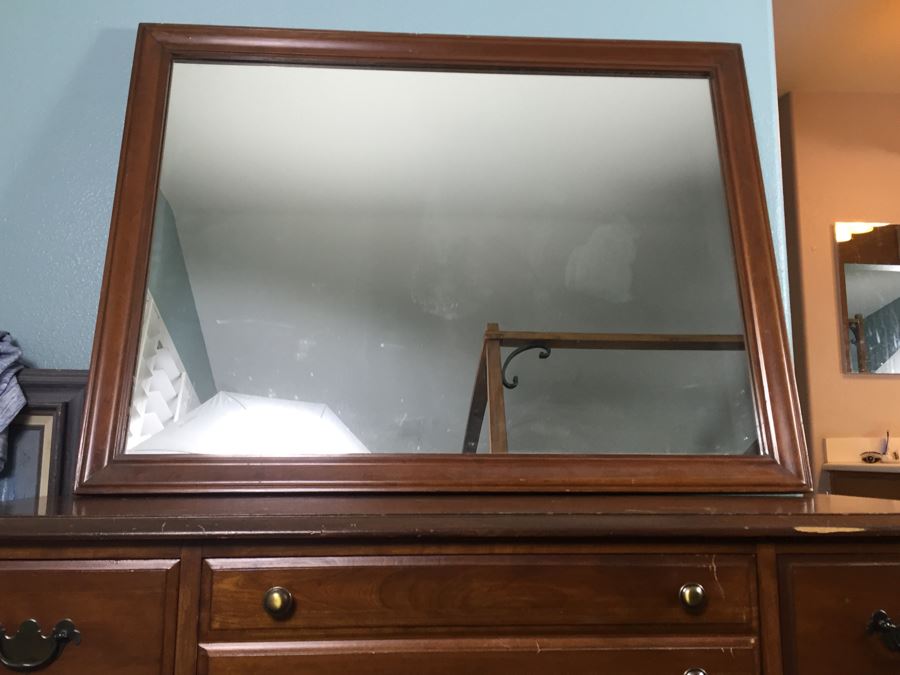 Wooden Cherry Dresser With Mirror By Sanford Furniture Co [Photo 3]