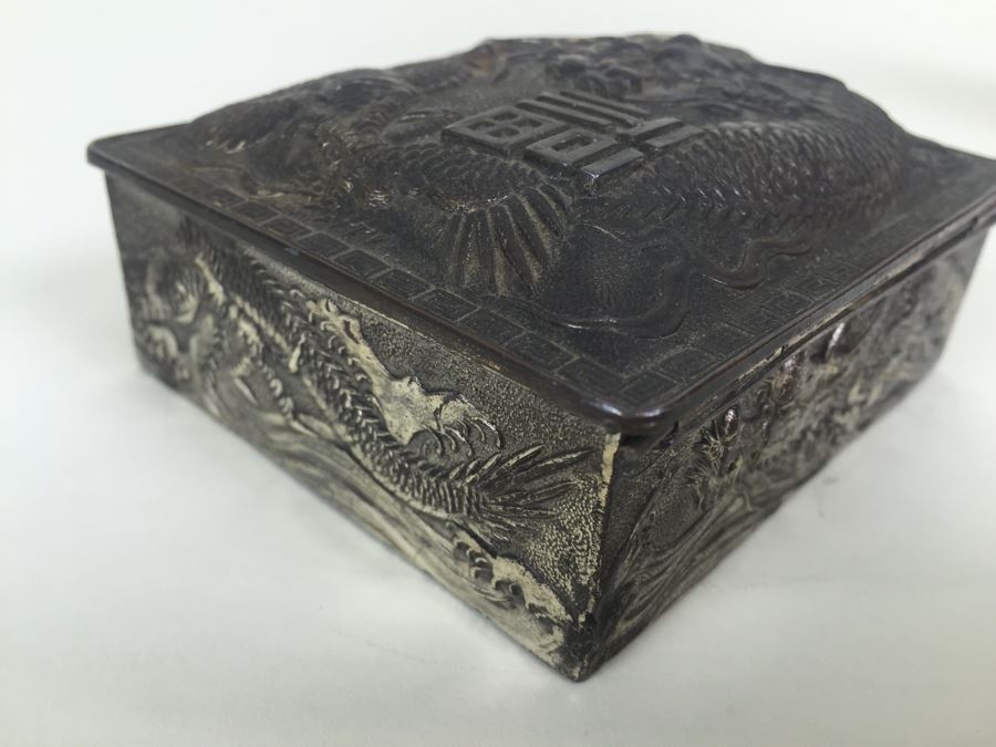 Japanese Metal Embossed Box With Dragon Serpent [Photo 10]