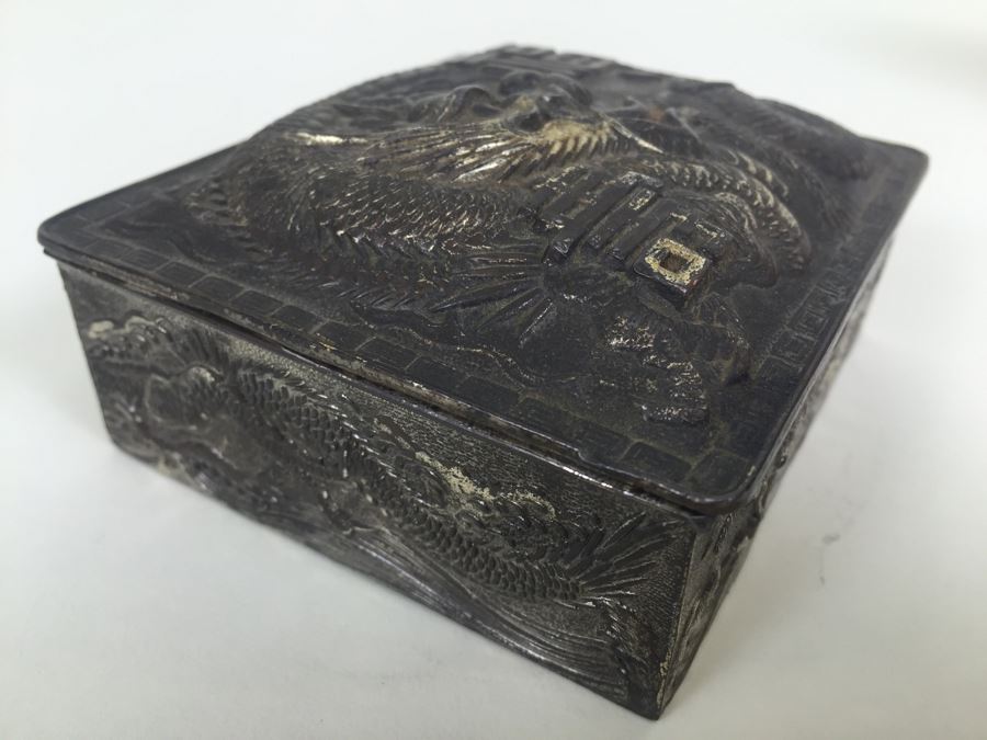 Japanese Metal Embossed Box With Dragon Serpent [Photo 8]