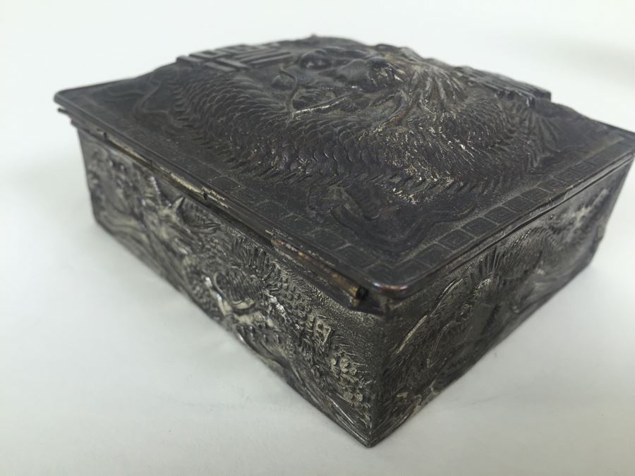 Japanese Metal Embossed Box With Dragon Serpent [Photo 9]