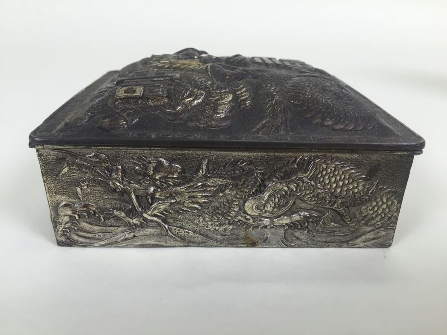 Japanese Metal Embossed Box With Dragon Serpent [Photo 7]