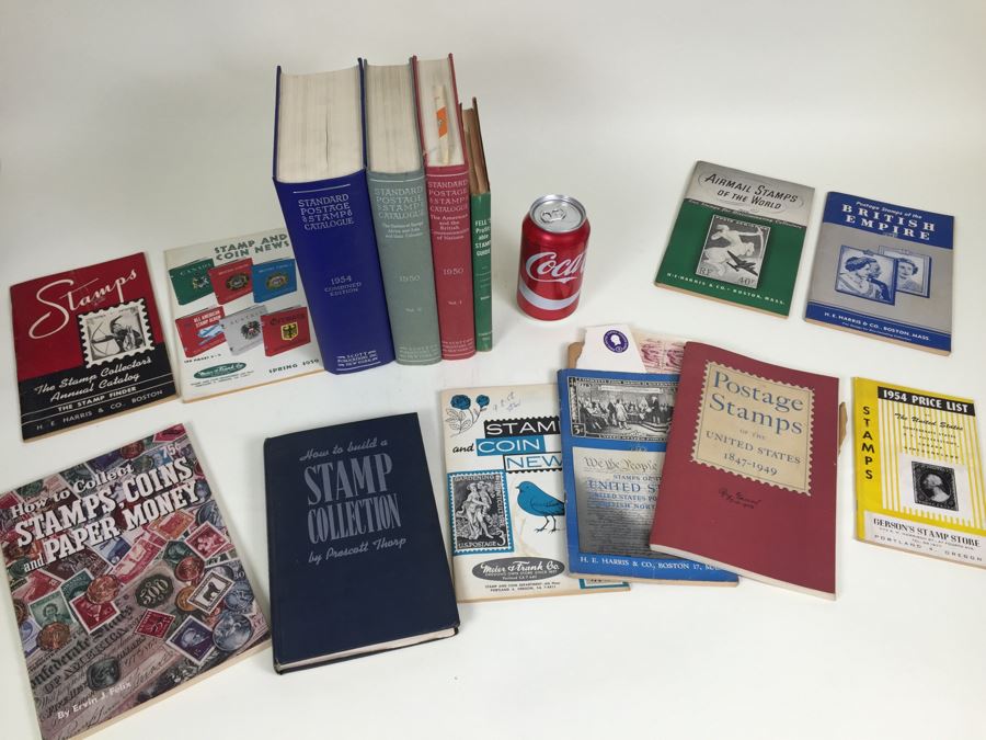 Huge Collection Of Vintage Stamp Collecting Books