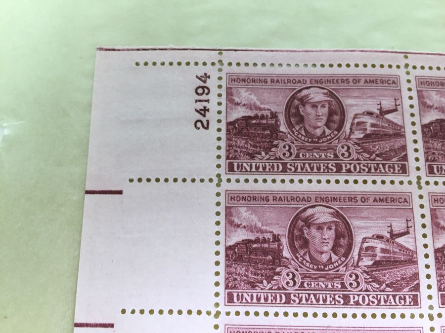 Mint Postage Stamp Sheet 3 Cent 1950 Railroad Engineers of America [Photo 2]