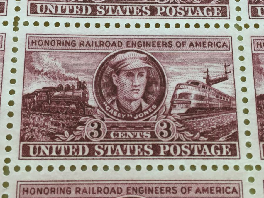 Mint Postage Stamp Sheet 3 Cent 1950 Railroad Engineers of America [Photo 3]