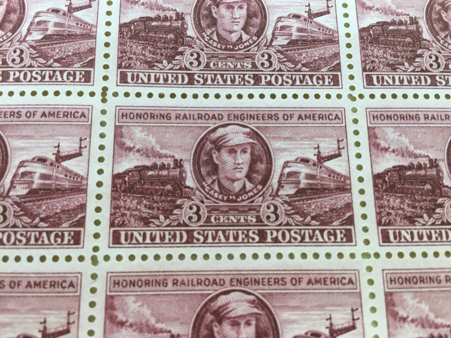Mint Postage Stamp Sheet 3 Cent 1950 Railroad Engineers of America [Photo 4]