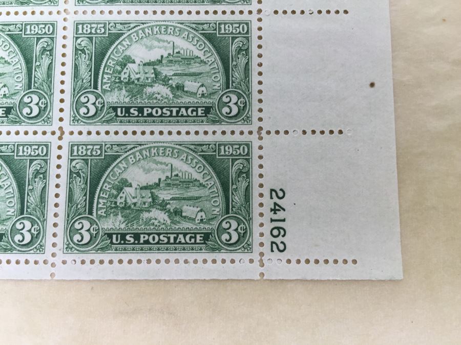 (2) Mint Postage Stamp Sheet 3 Cent 1950 American Bankers Association [Photo 2]