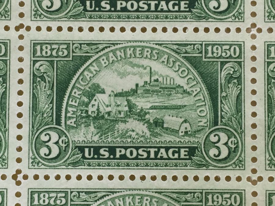 (2) Mint Postage Stamp Sheet 3 Cent 1950 American Bankers Association [Photo 3]