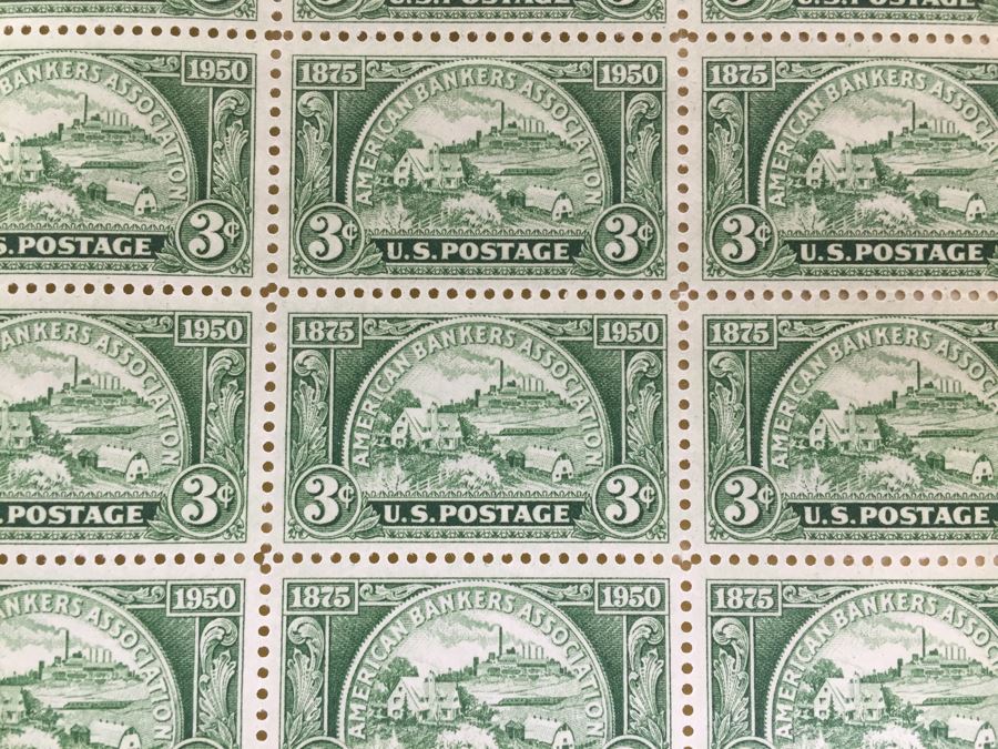 2-mint-postage-stamp-sheet-3-cent-1950-american-bankers-association