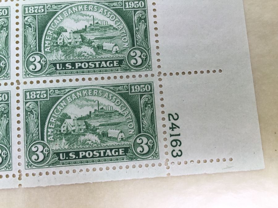 (2) Mint Postage Stamp Sheet 3 Cent 1950 American Bankers Association [Photo 6]