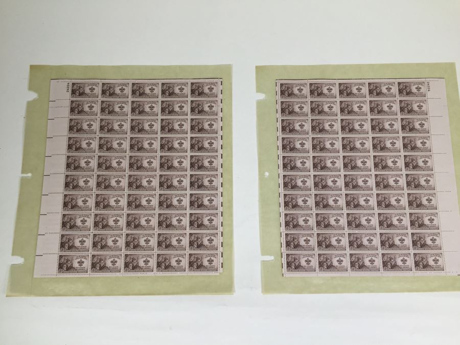 (2) Mint Postage Stamp Sheet 3 Cent 1950 Boy Scouts