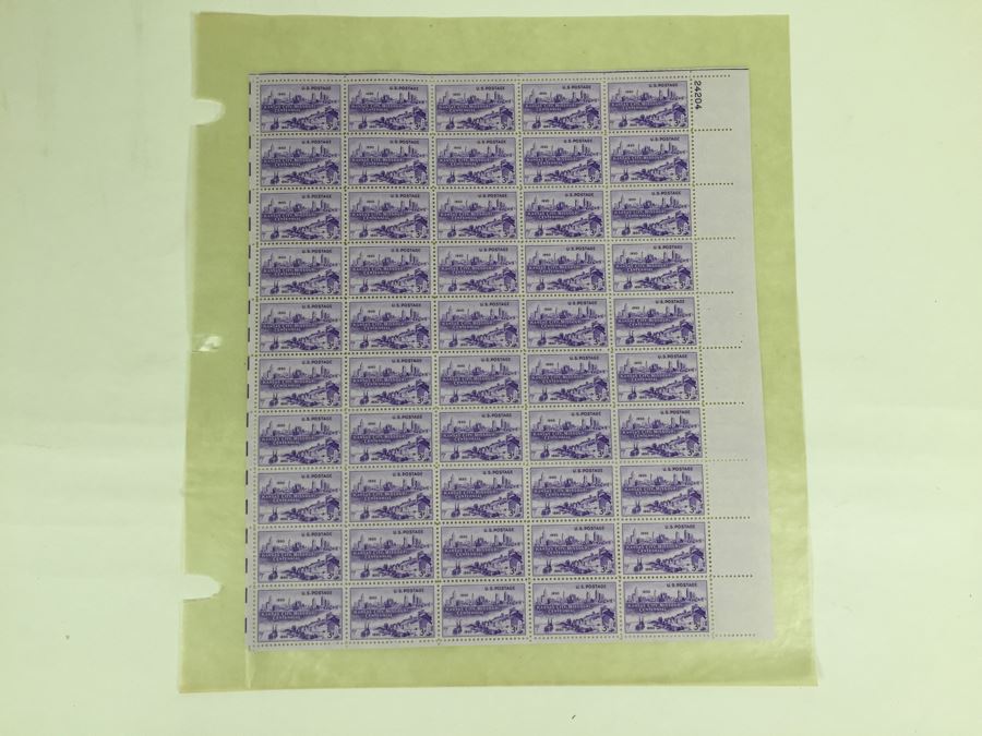 Mint Postage Stamp Sheet 1950 3 Cent Kansas City, Missouri Centennial