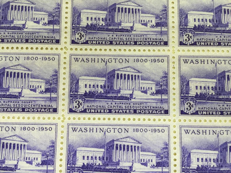 (2) Mint Postage Stamp Sheet 3 Cent 1950 U.S. Supreme Court National Capital Sesquicentennial [Photo 7]