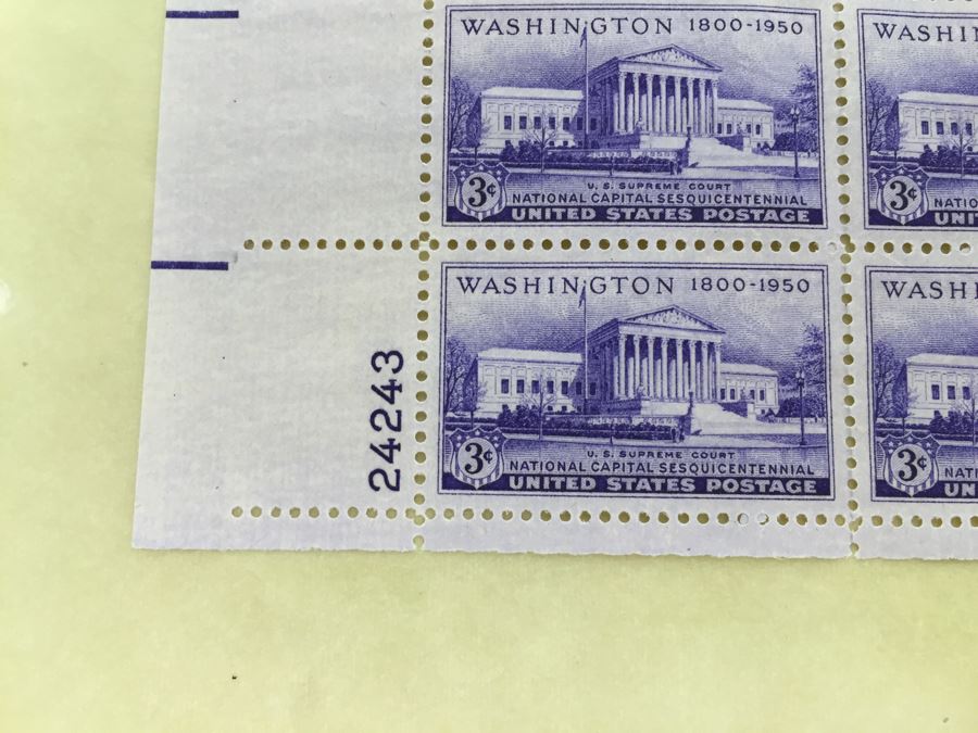(2) Mint Postage Stamp Sheet 3 Cent 1950 U.S. Supreme Court National Capital Sesquicentennial [Photo 2]