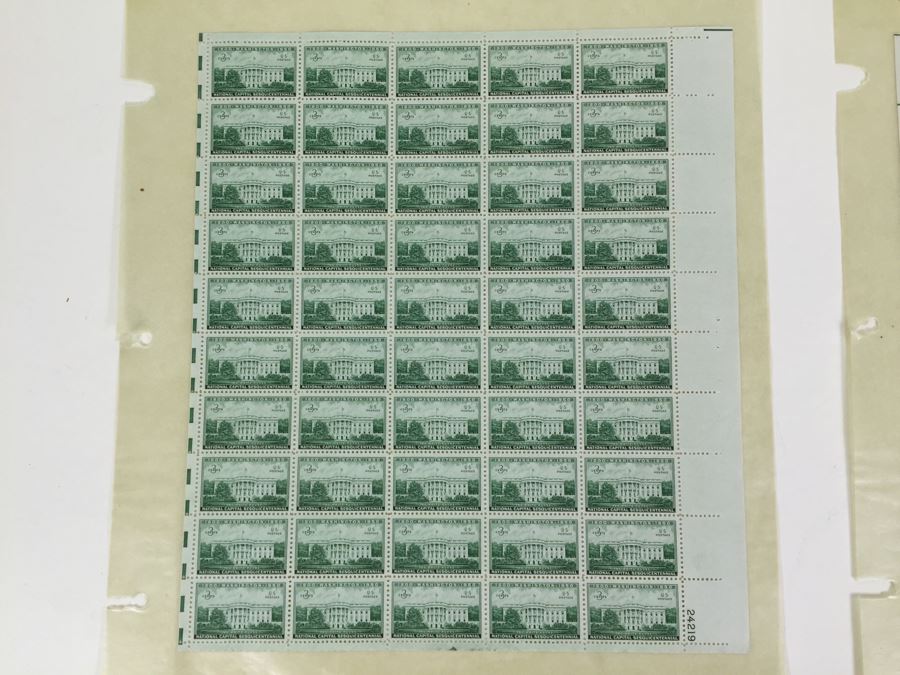 (2) Mint Postage Stamp Sheet 3 Cent 1950 The White House National Capital Sesquicentennial [Photo 4]