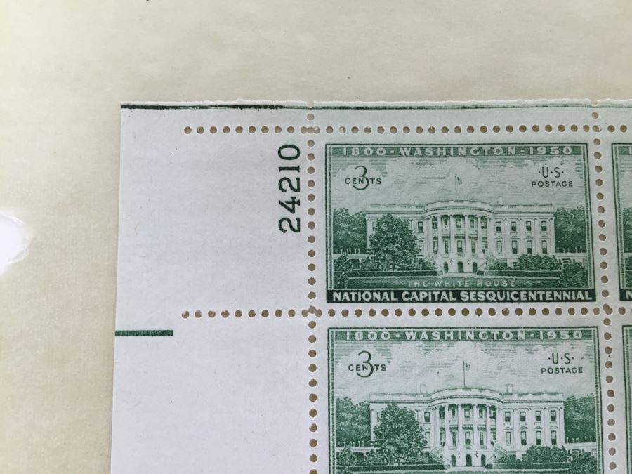 (2) Mint Postage Stamp Sheet 3 Cent 1950 The White House National Capital Sesquicentennial [Photo 6]