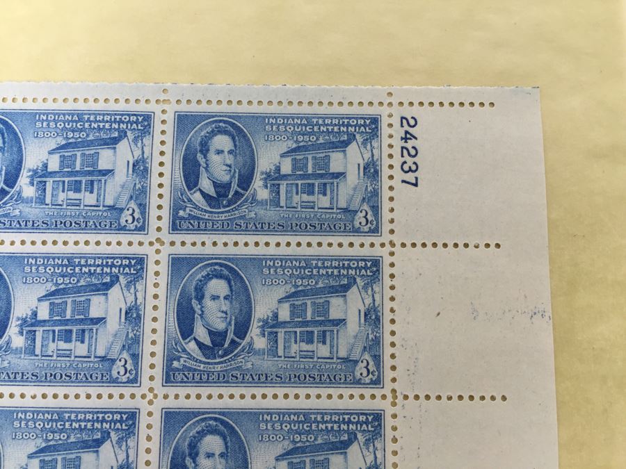 (2) Mint Postage Stamp Sheet 3 Cent 1950 Indiana Territory Sesquicentennial [Photo 2]