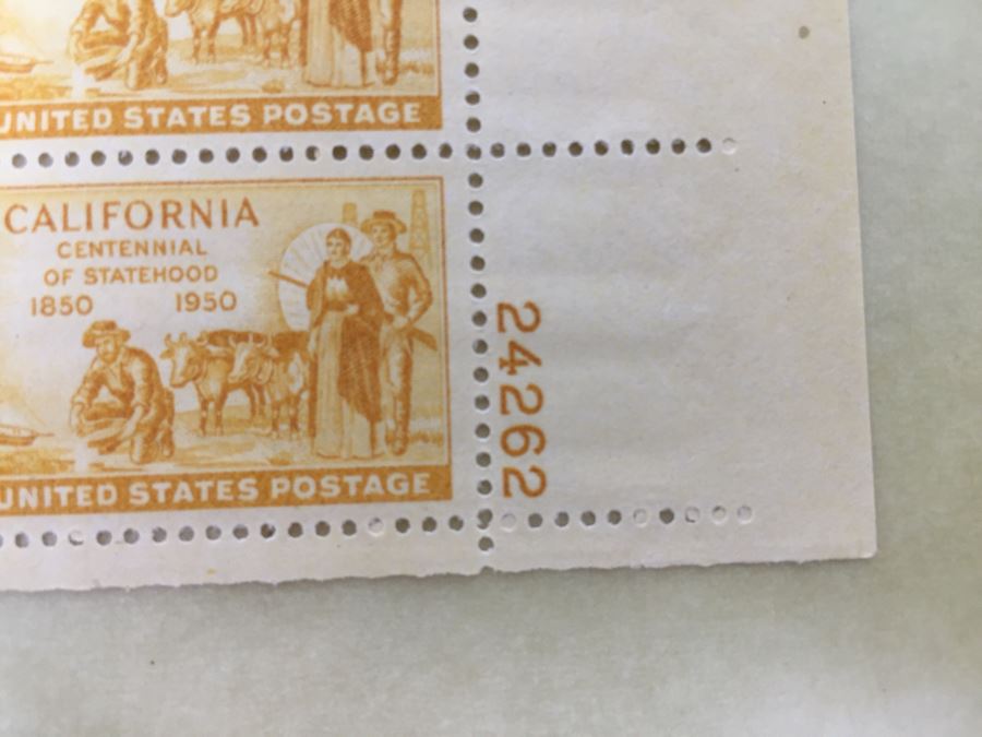 (2) Mint Postage Stamp Sheet 3 Cent 1950 California Centennial Of Statehood [Photo 8]
