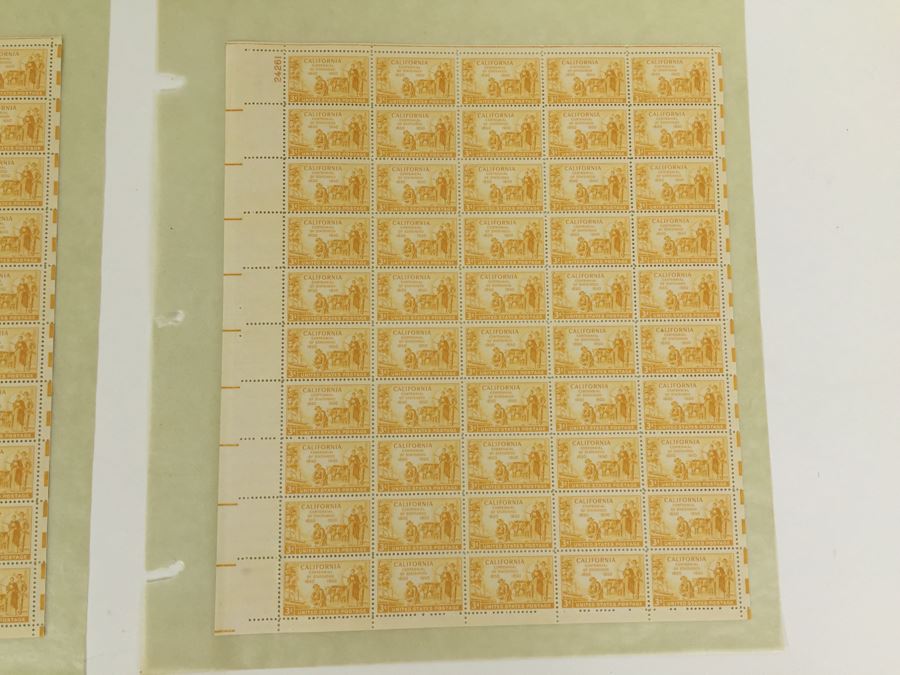 (2) Mint Postage Stamp Sheet 3 Cent 1950 California Centennial Of Statehood [Photo 5]