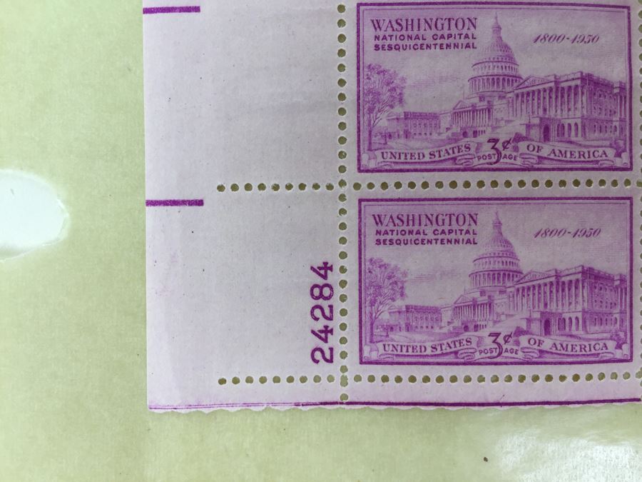 (2) Mint Postage Stamp Sheet 3 Cent 1950 Washington National Capital Sesquicentennial [Photo 6]