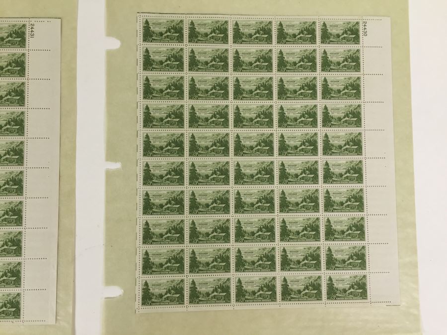 (2) Mint Postage Stamp Sheet 3 Cent 1951 Nevada First Settlement Centennial [Photo 5]