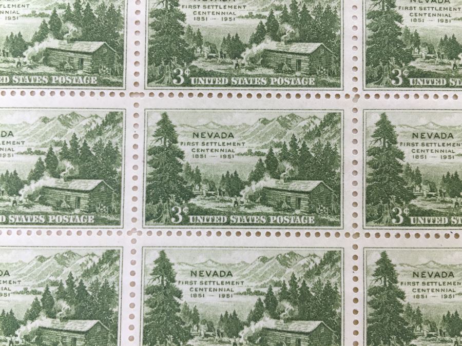 (2) Mint Postage Stamp Sheet 3 Cent 1951 Nevada First Settlement Centennial [Photo 7]