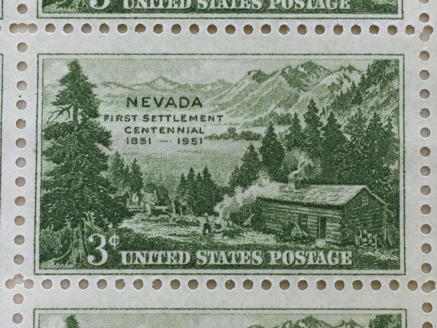 (2) Mint Postage Stamp Sheet 3 Cent 1951 Nevada First Settlement Centennial [Photo 3]