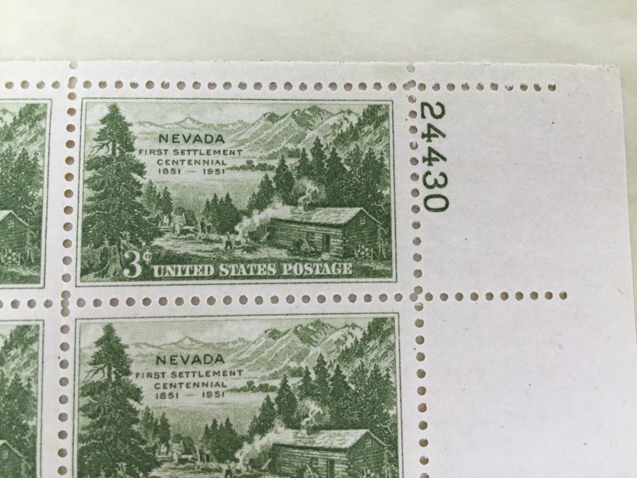 (2) Mint Postage Stamp Sheet 3 Cent 1951 Nevada First Settlement Centennial [Photo 6]