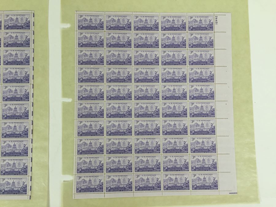 (2) Mint Postage Stamp Sheet 3 Cent 1951 Colorado 75th Anniversary Of Statehood [Photo 4]