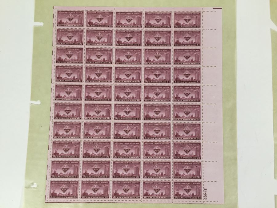 (2) Mint Postage Stamp Sheet 3 Cent 1951 American Chemical Society Diamond Jubilee [Photo 4]