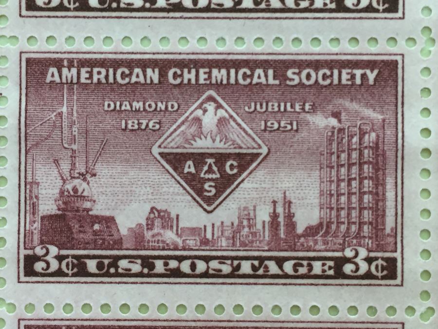 (2) Mint Postage Stamp Sheet 3 Cent 1951 American Chemical Society Diamond Jubilee [Photo 3]