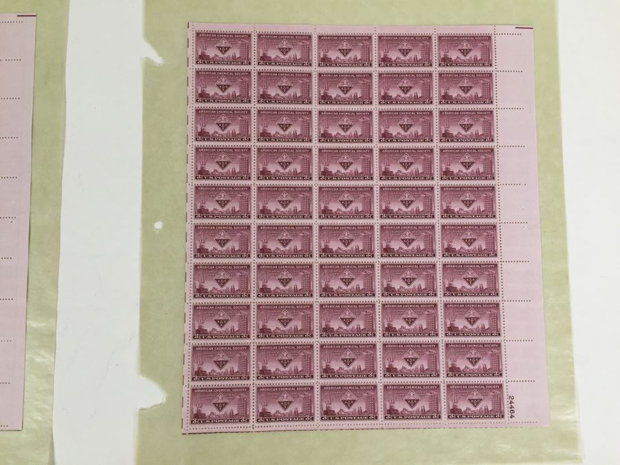 (2) Mint Postage Stamp Sheet 3 Cent 1951 American Chemical Society Diamond Jubilee [Photo 5]