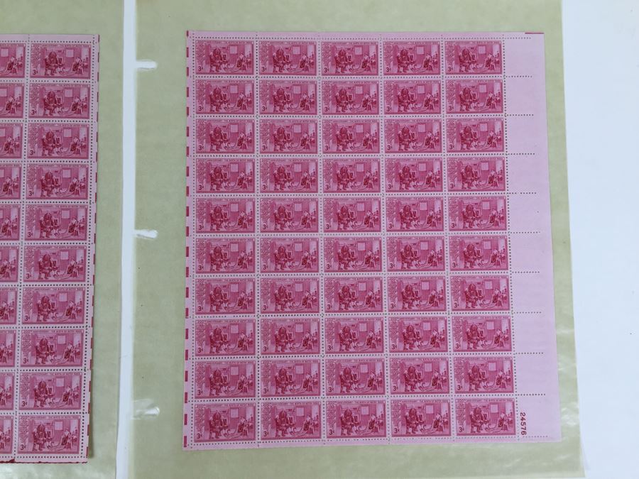 (2) Mint Postage Stamp Sheet 3 Cent 1951 200th Anniversary Of The Birth Of Betsy Ross [Photo 5]