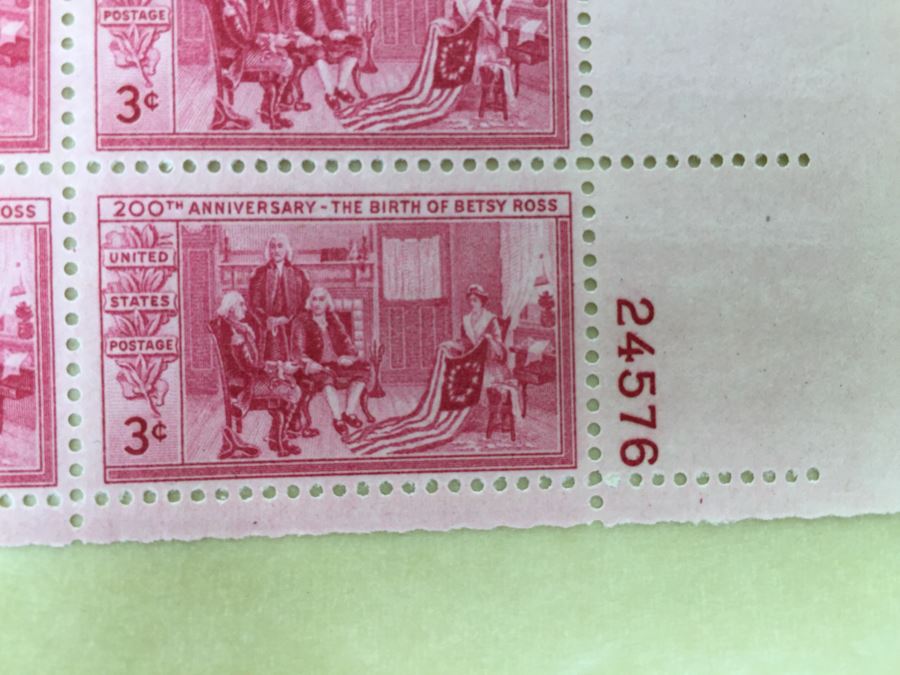 (2) Mint Postage Stamp Sheet 3 Cent 1951 200th Anniversary Of The Birth Of Betsy Ross [Photo 6]