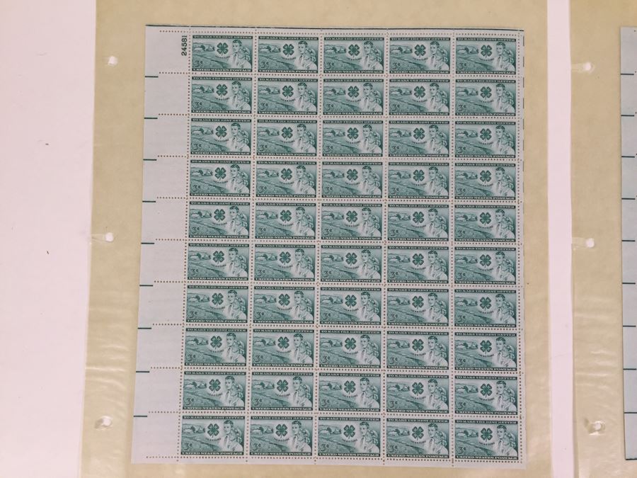 (2) Mint Postage Stamp Sheet 1952 3 Cent The 4-H Clubs [Photo 4]