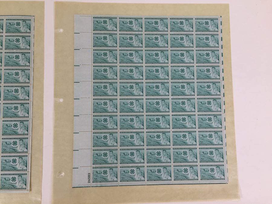 (2) Mint Postage Stamp Sheet 1952 3 Cent The 4-H Clubs [Photo 5]