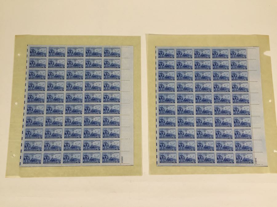 (2) Mint Postage Stamp Sheet 1952 3 Cent AAA American Automobile Association 50th Anniversary [Photo 1]