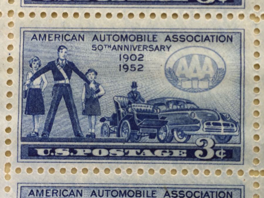 (2) Mint Postage Stamp Sheet 1952 3 Cent AAA American Automobile Association 50th Anniversary [Photo 3]