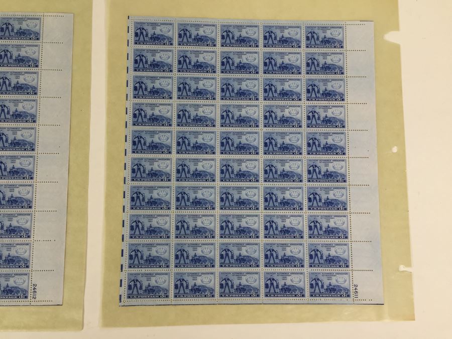 (2) Mint Postage Stamp Sheet 1952 3 Cent AAA American Automobile Association 50th Anniversary [Photo 5]
