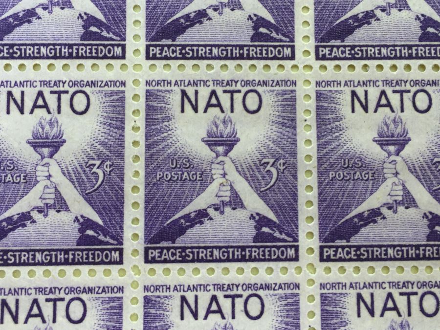 Mint Postage Stamp Sheet 1952 3 Cent NATO North Atlantic Treaty