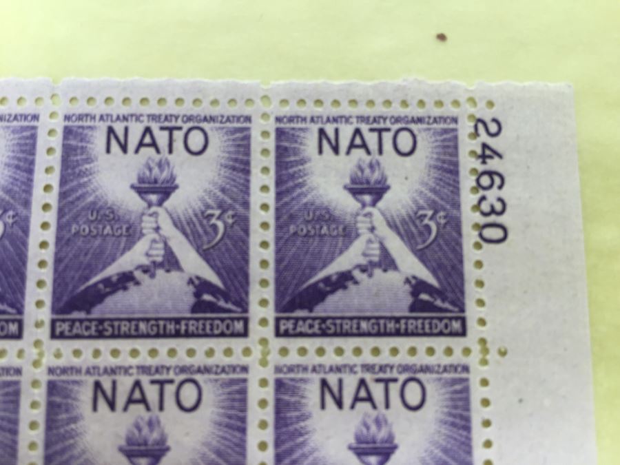 Mint Postage Stamp Sheet 1952 3 Cent NATO North Atlantic Treaty