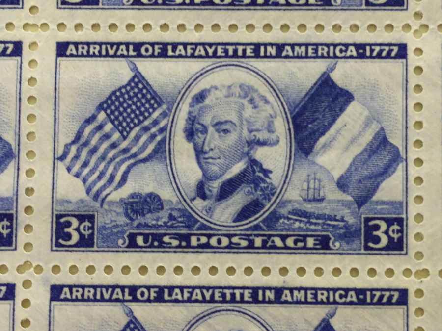 (2) Mint Postage Stamp Sheet 1952 3 Cent Arrival Of Lafayette In America [Photo 3]