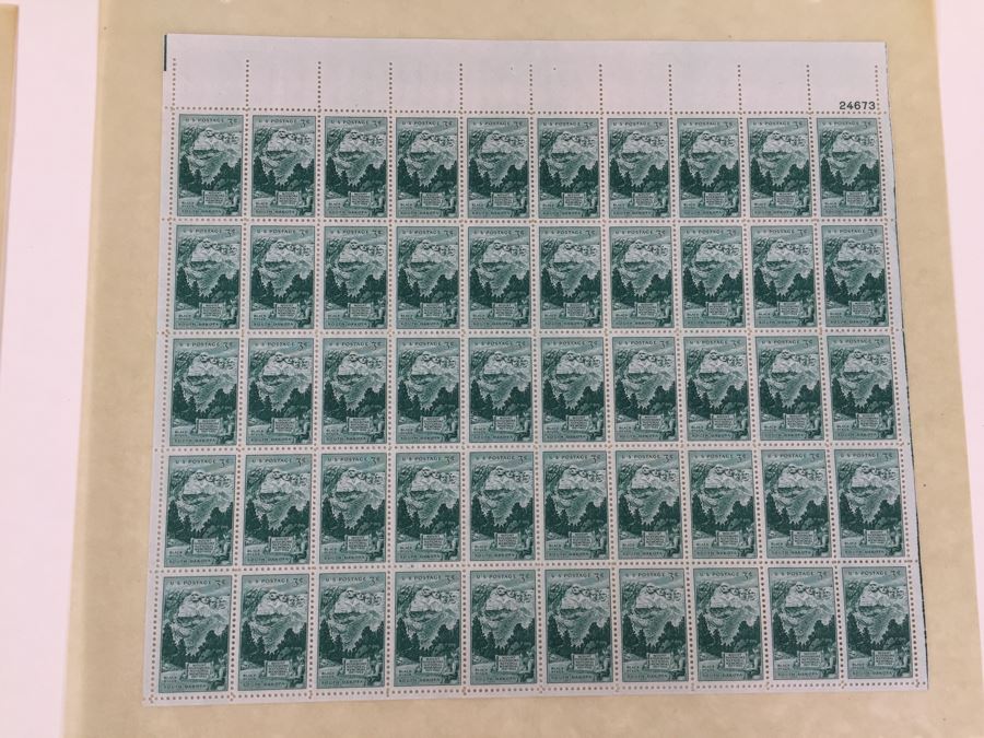 (4) Mint Postage Stamp Sheet 1952 3 Cent Mount Rushmore National Memorial South Dakota [Photo 5]