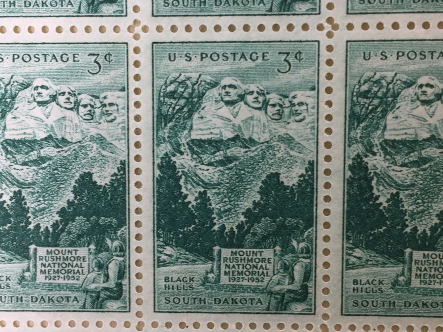 (4) Mint Postage Stamp Sheet 1952 3 Cent Mount Rushmore National Memorial South Dakota [Photo 3]
