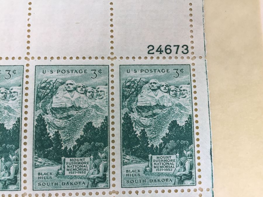 (4) Mint Postage Stamp Sheet 1952 3 Cent Mount Rushmore National Memorial South Dakota [Photo 6]