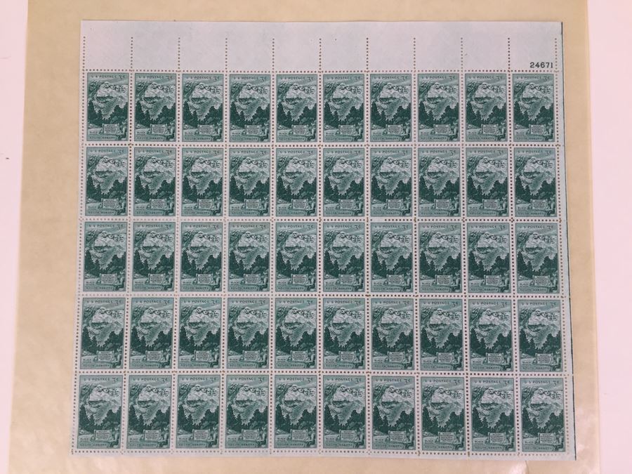 (4) Mint Postage Stamp Sheet 1952 3 Cent Mount Rushmore National Memorial South Dakota [Photo 4]