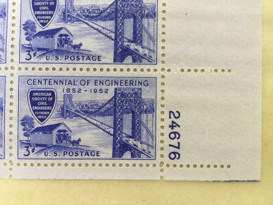 (2) Mint Postage Stamp Sheet 1952 3 Cent Centennial Of Engineering [Photo 2]