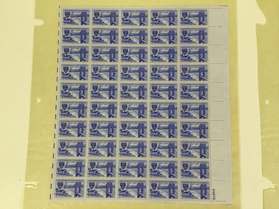 (2) Mint Postage Stamp Sheet 1952 3 Cent Centennial Of Engineering [Photo 4]