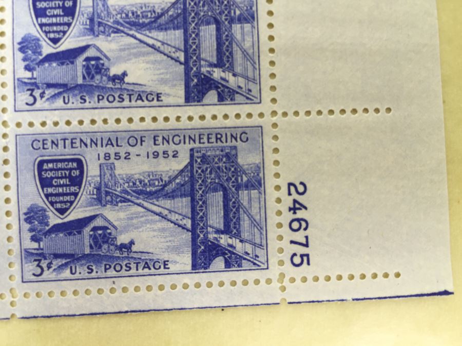 (2) Mint Postage Stamp Sheet 1952 3 Cent Centennial Of Engineering [Photo 6]