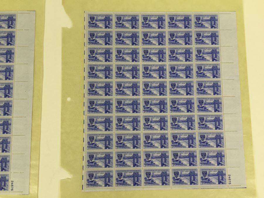 (2) Mint Postage Stamp Sheet 1952 3 Cent Centennial Of Engineering [Photo 5]