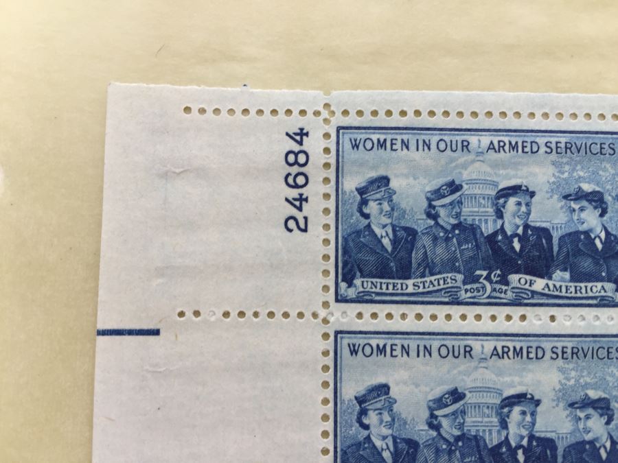 (2) Mint Postage Stamp Sheet 1952 3 Cent Women In Our Armed Services [Photo 2]